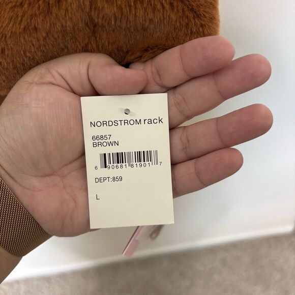 Avec Les Filles $199 Luxurious Notch Lapel Brown Faux Fur Coat Size Large NWT - Picture 5 of 13